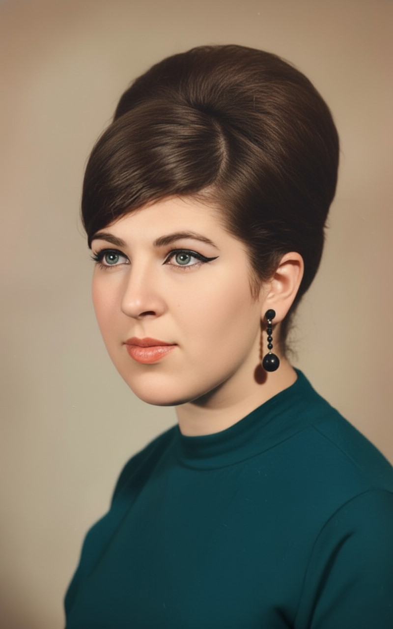 Foto restaurada de una mujer con peinado de época